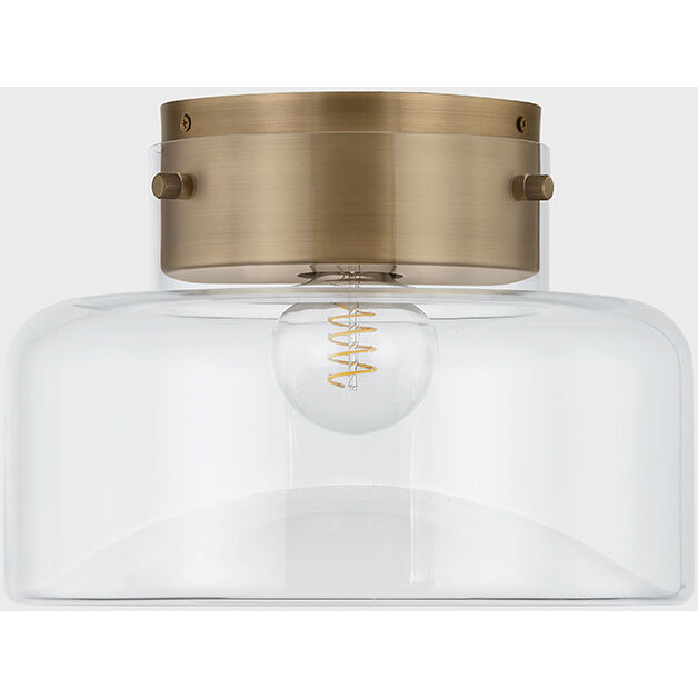 Bellow 1 Light 13 inch Patina Brass Flush Mount Ceiling Light